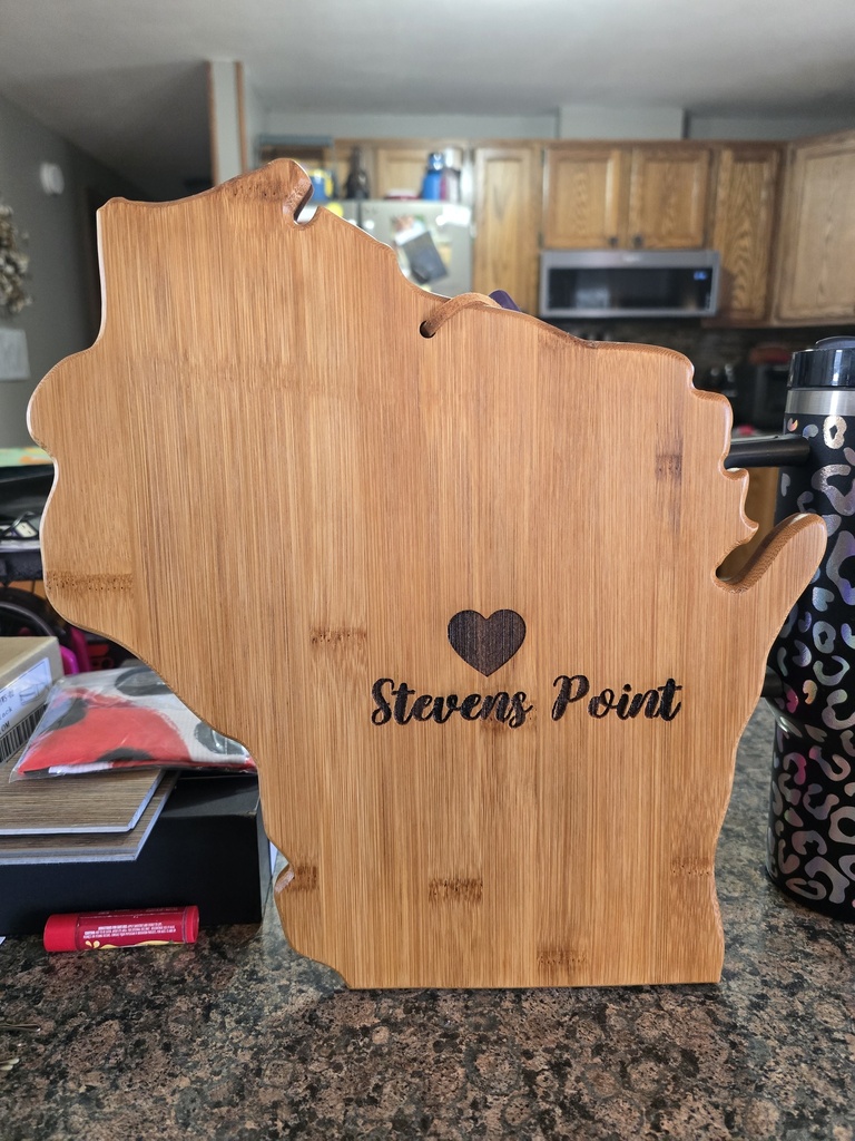 Wisconsin-Shaped Bamboo Serving Board (Standard)